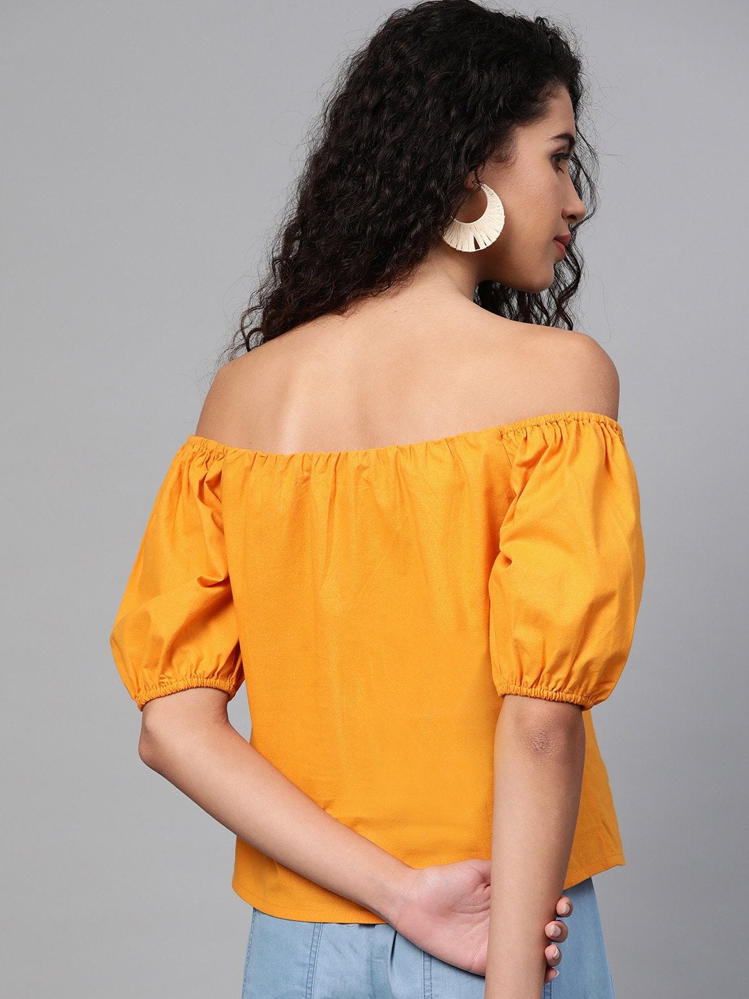 Women's Mustard Off Shoulder Top