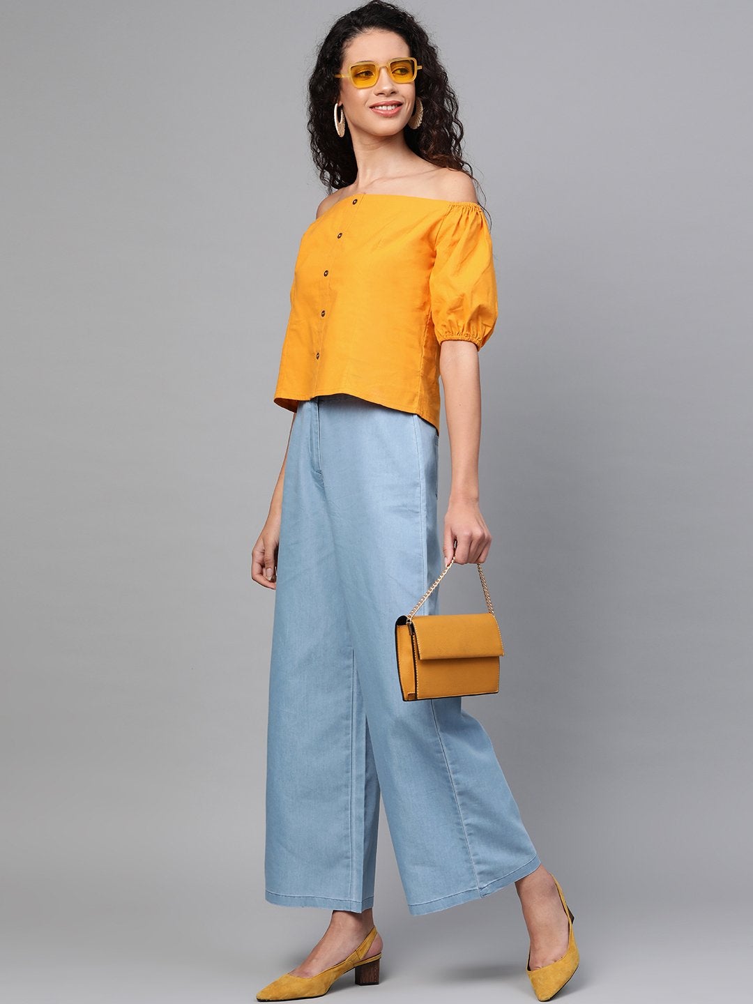 Women's Mustard Off Shoulder Top