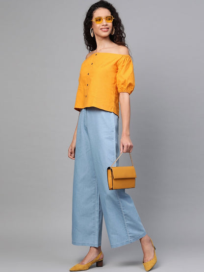 Women's Mustard Off Shoulder Top