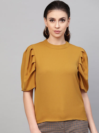 Women's Mustard Back Keyhole Top