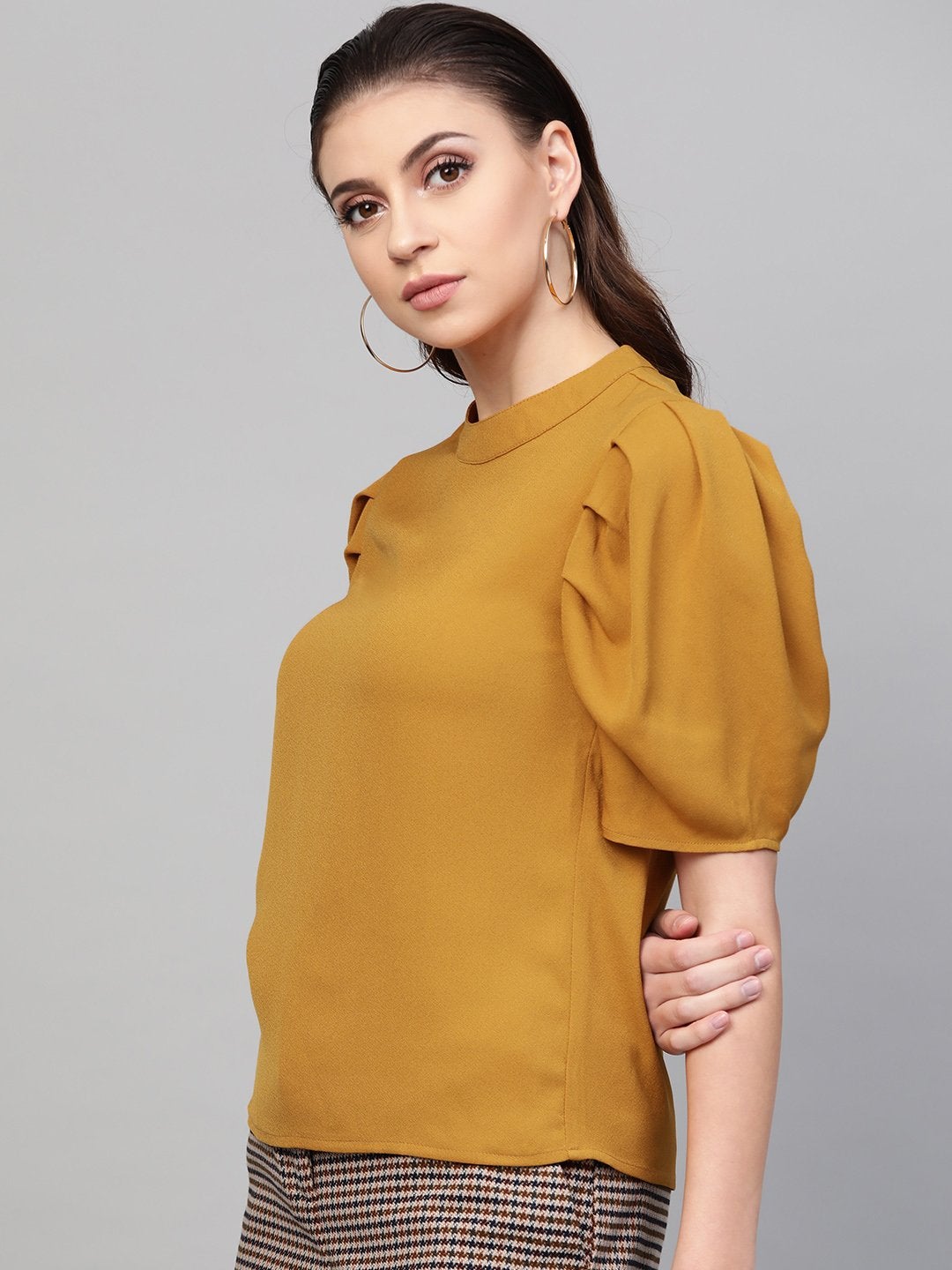 Women's Mustard Back Keyhole Top