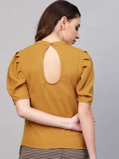 Women's Mustard Back Keyhole Top