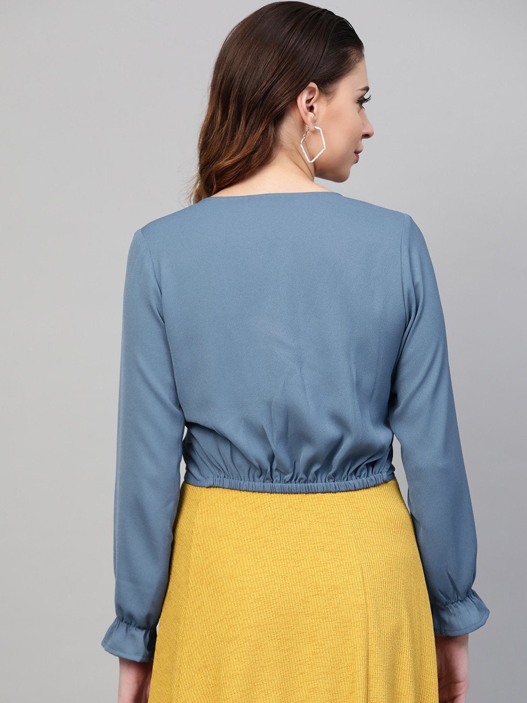 Women's Teal Front Knot Crop Top