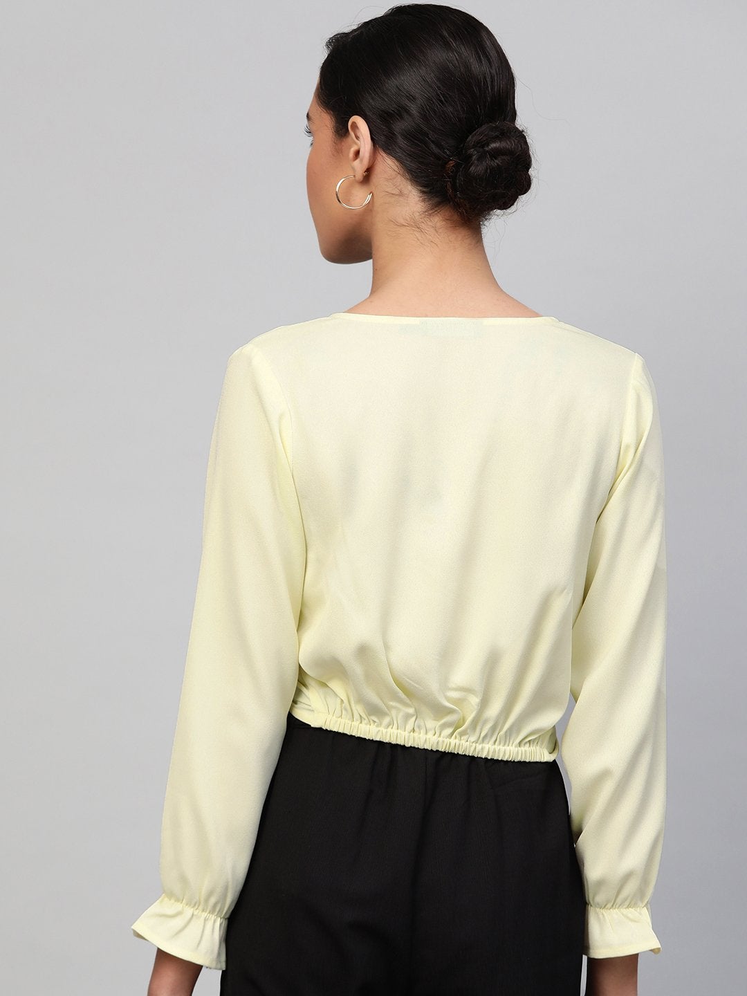 Women's Lemon Front Knot Crop Top