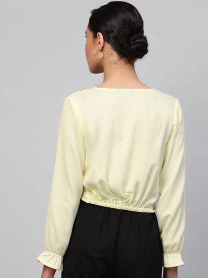 Women's Lemon Front Knot Crop Top