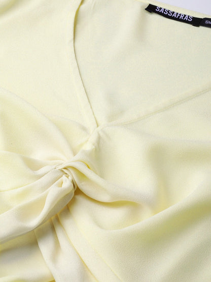 Women's Lemon Front Knot Crop Top