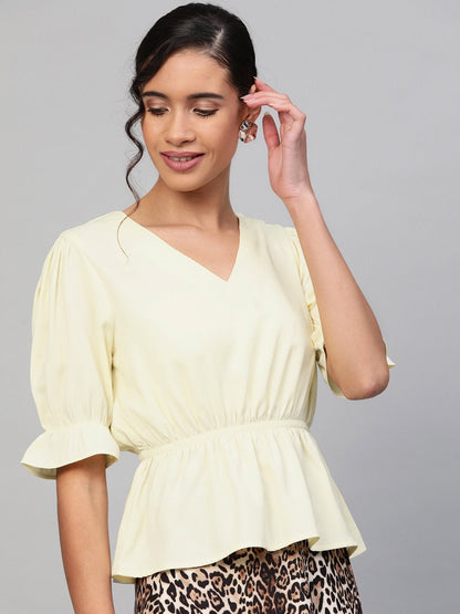 Women's Lemon V-Neck Peplum Top