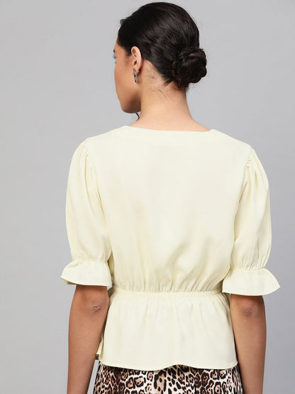 Women's Lemon V-Neck Peplum Top