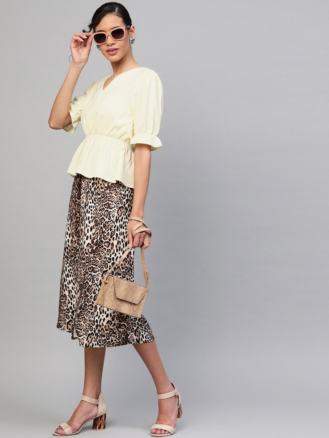 Women's Lemon V-Neck Peplum Top