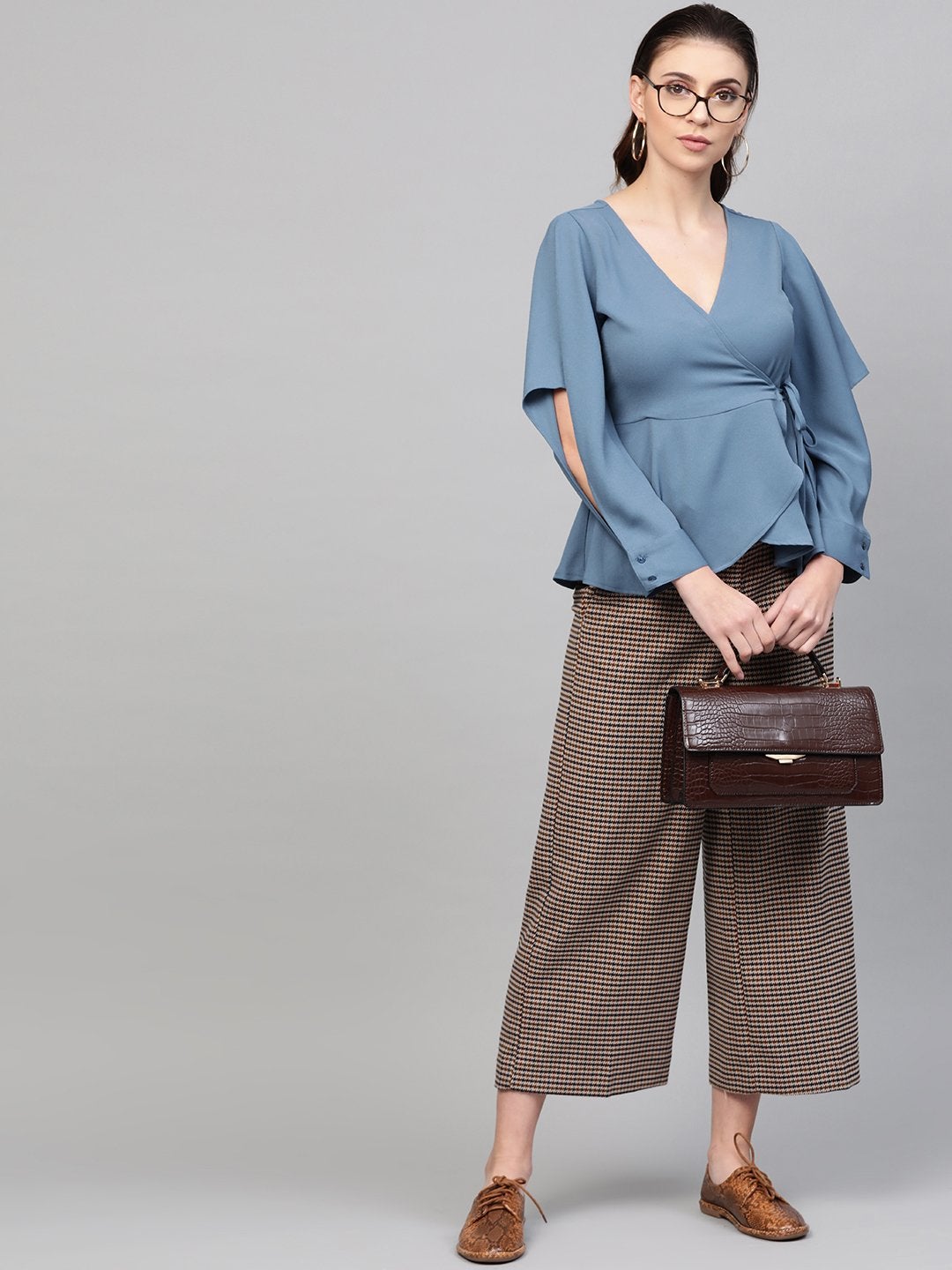 Women's Teal Wrap Tie-Up Top