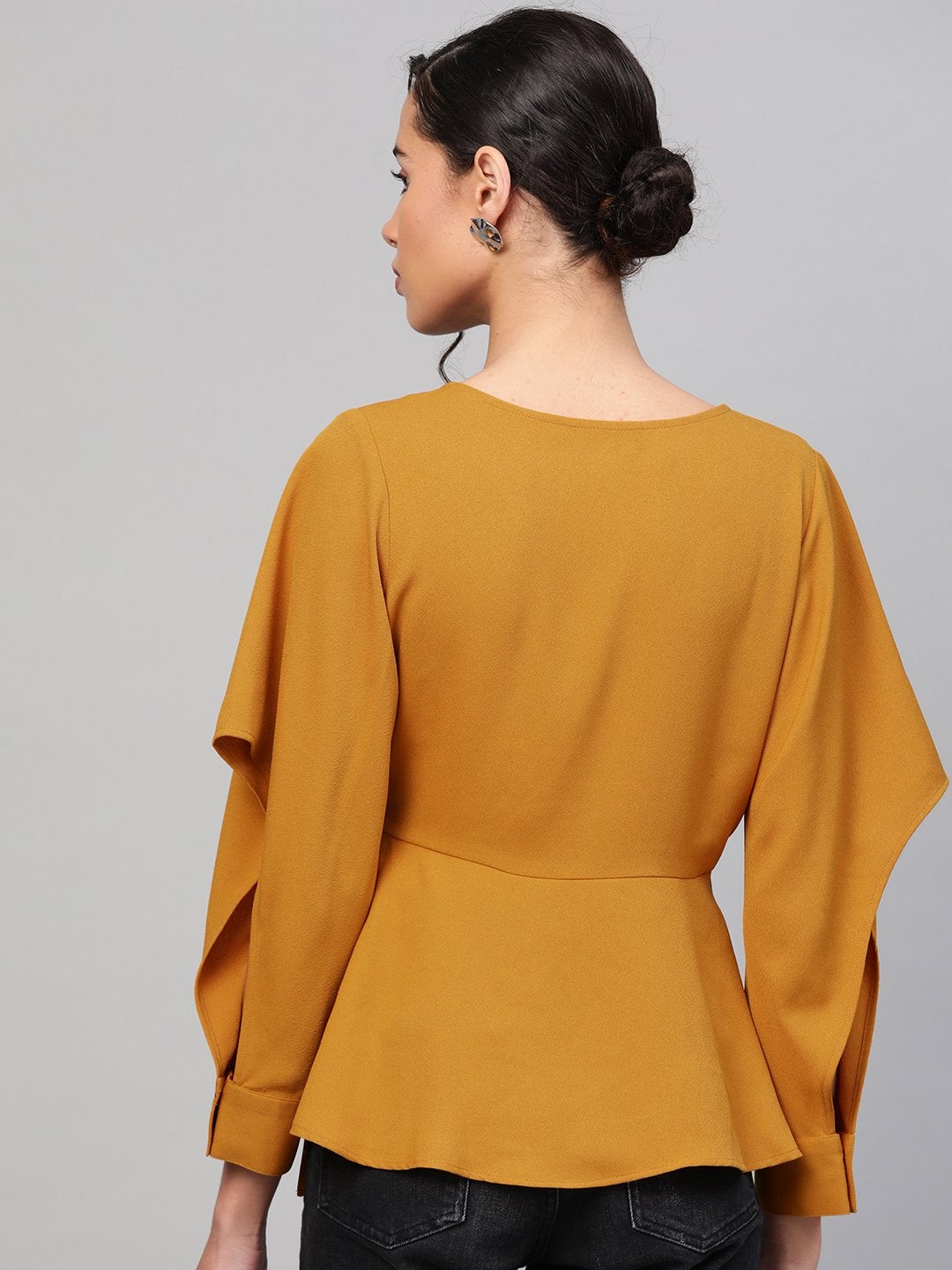 Women's Mustard Wrap Tie-Up Top