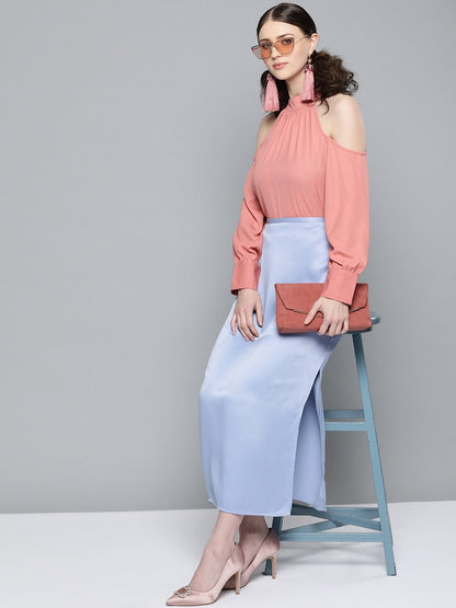 Women's Pink Cold Shoulder Top
