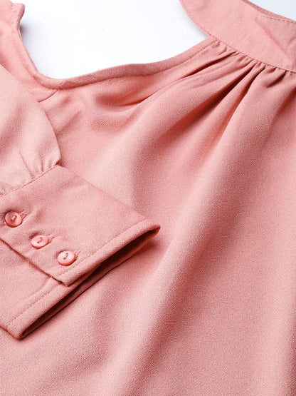 Women's Pink Cold Shoulder Top