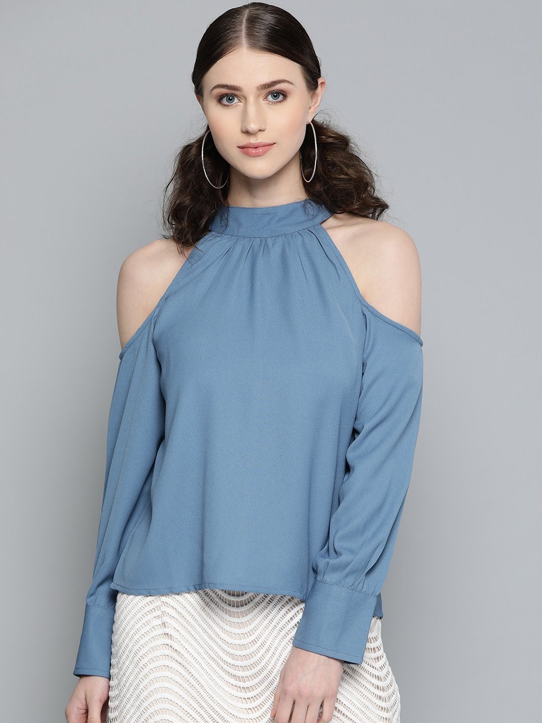 Women's Teal Cold Shoulder Top