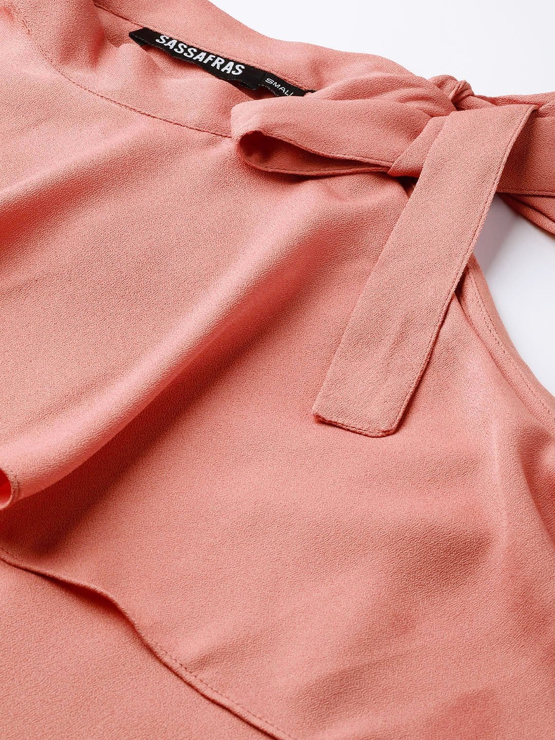 Women's Pink Neck Tie-Up Frill Top