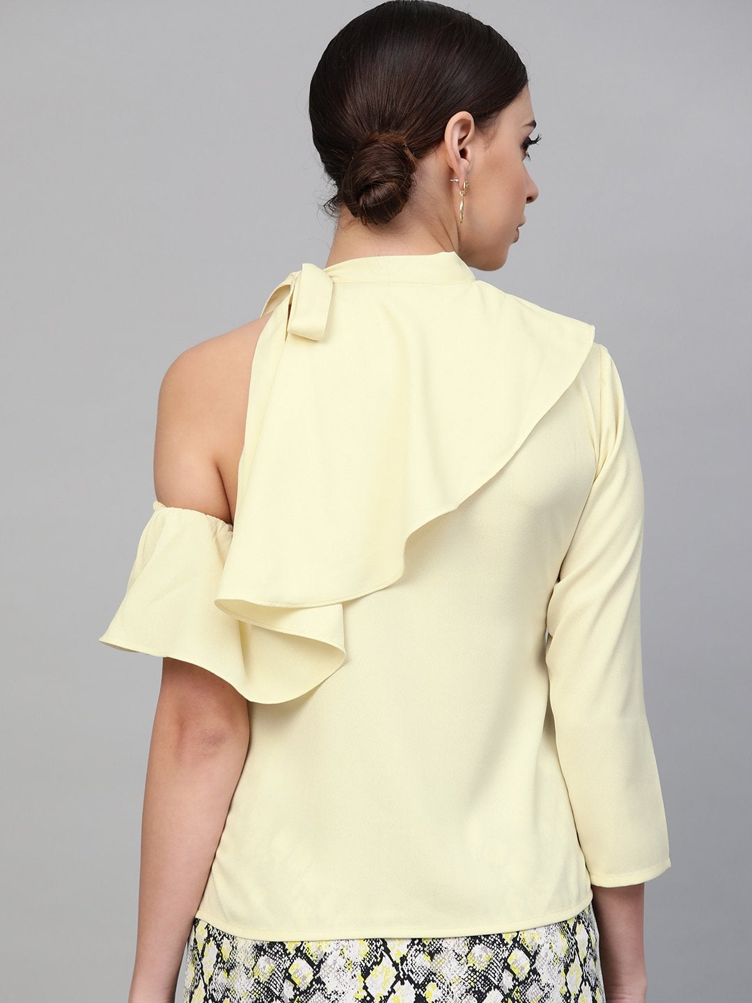 Women's Lemon Neck Tie-Up Frill Top