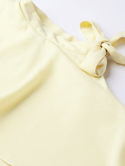 Women's Lemon Neck Tie-Up Frill Top