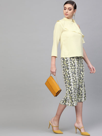 Women's Lemon Neck Tie-Up Frill Top