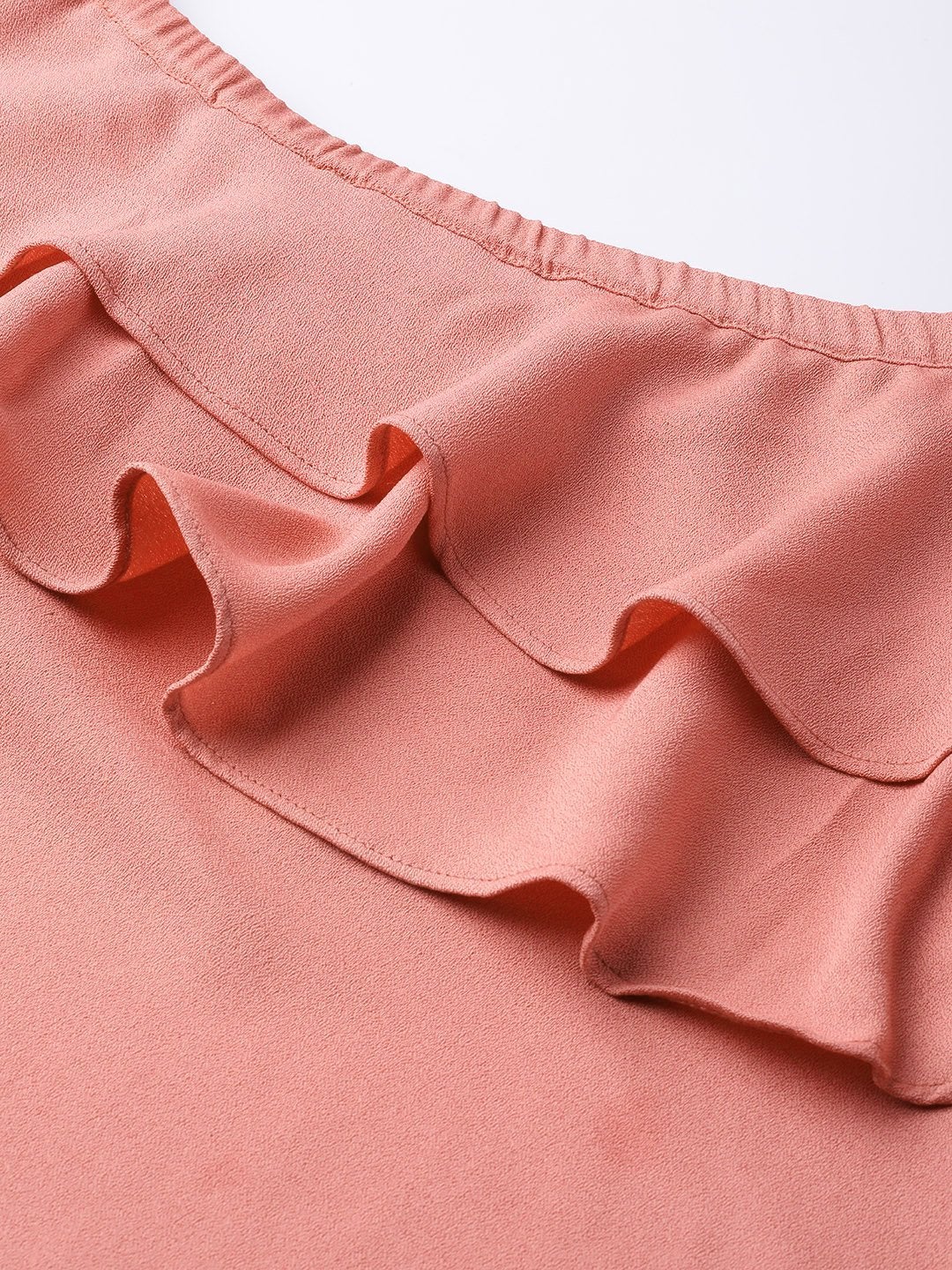Women's Pink One Shoulder Ruffle Top