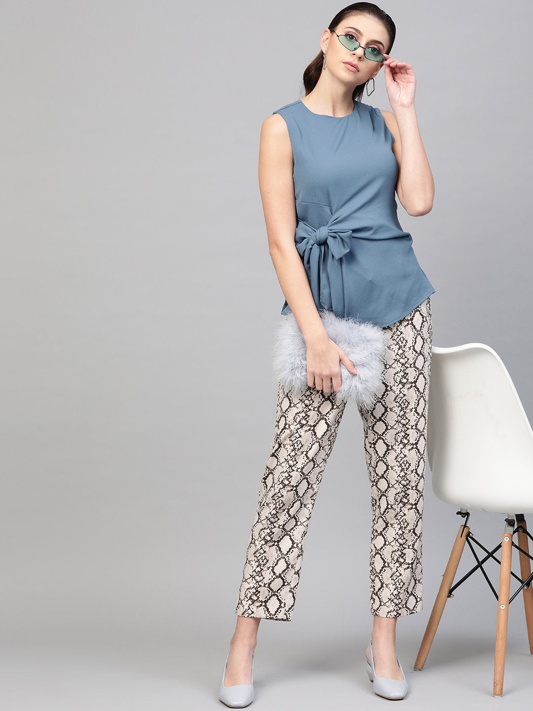 Women's Teal Side Tie-Up Top