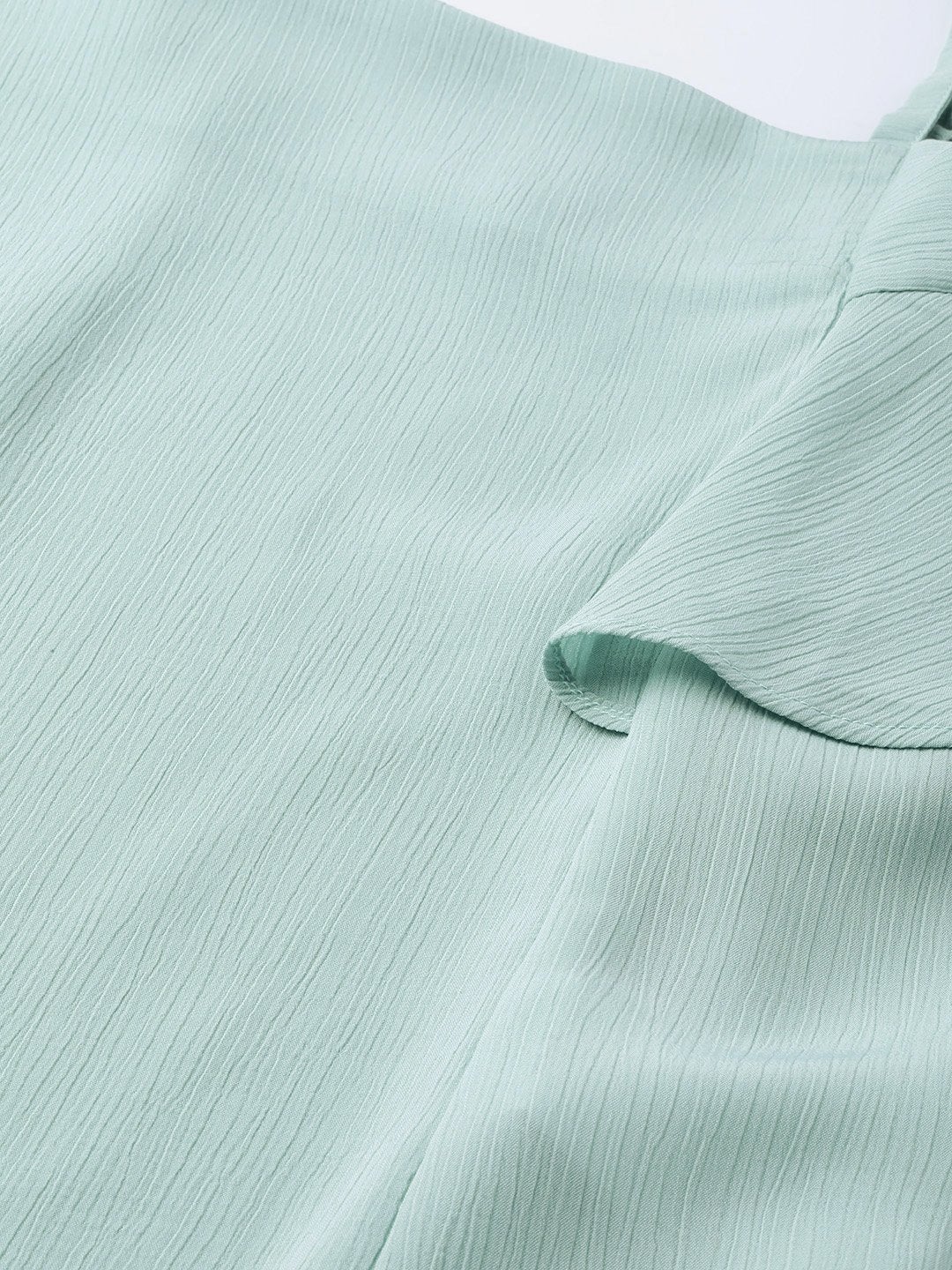 Women's Sea Green Strappy Cold Shoulder Top