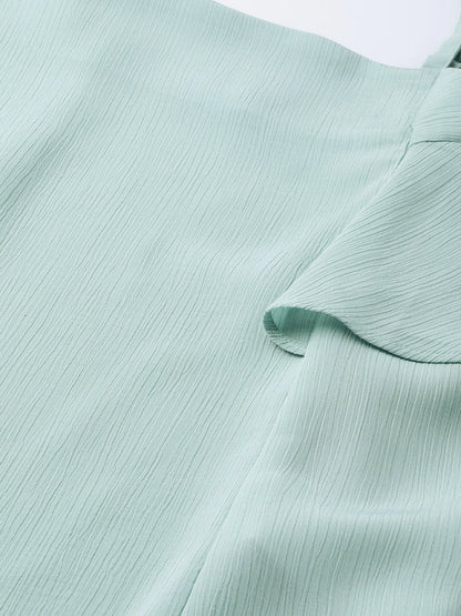 Women's Sea Green Strappy Cold Shoulder Top