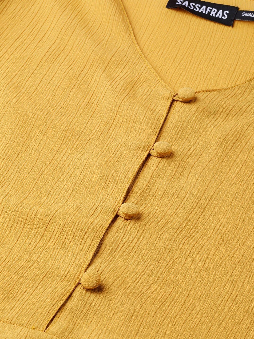 Women's Mustard Front Button Peplum Top