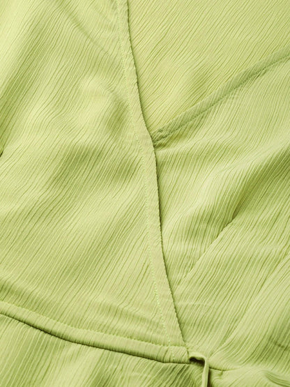 Women's Mint Green Wrap Peplum Top