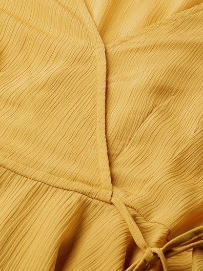 Women's Mustard Wrap Peplum Top