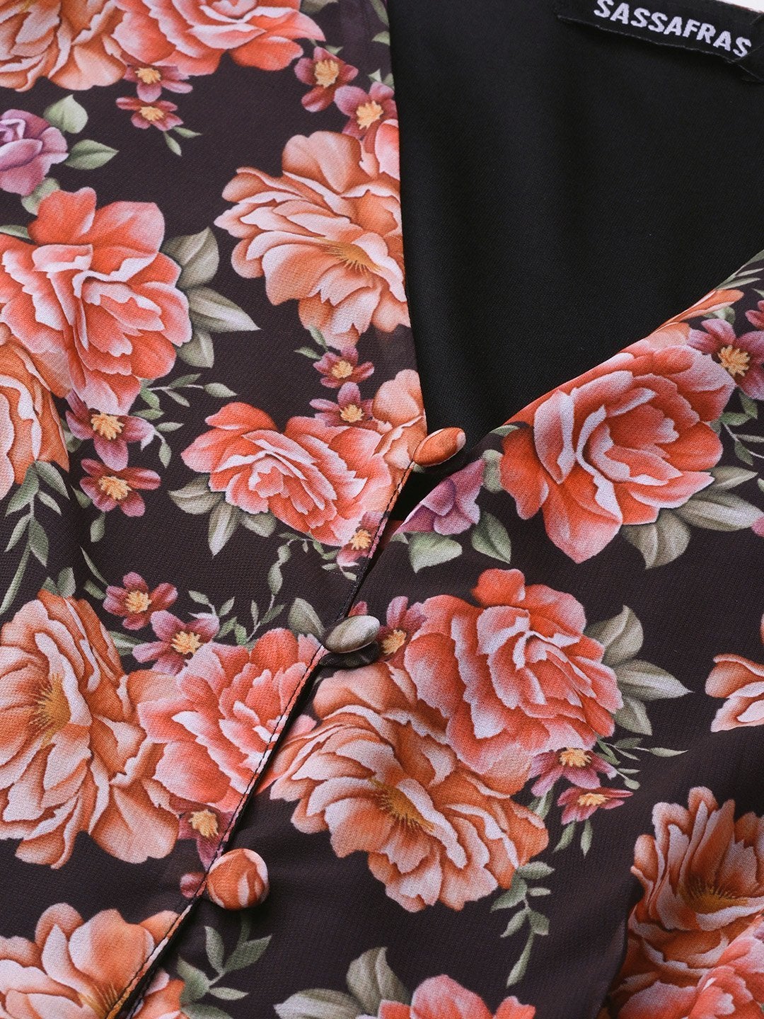 Women's Black Floral Peplum Top