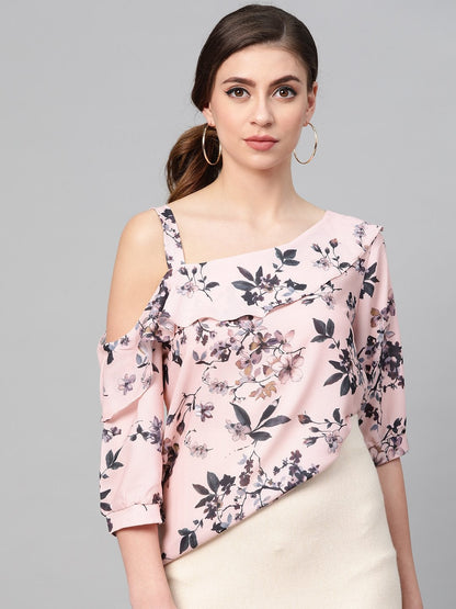 Women's Pink Floral One Strap Top