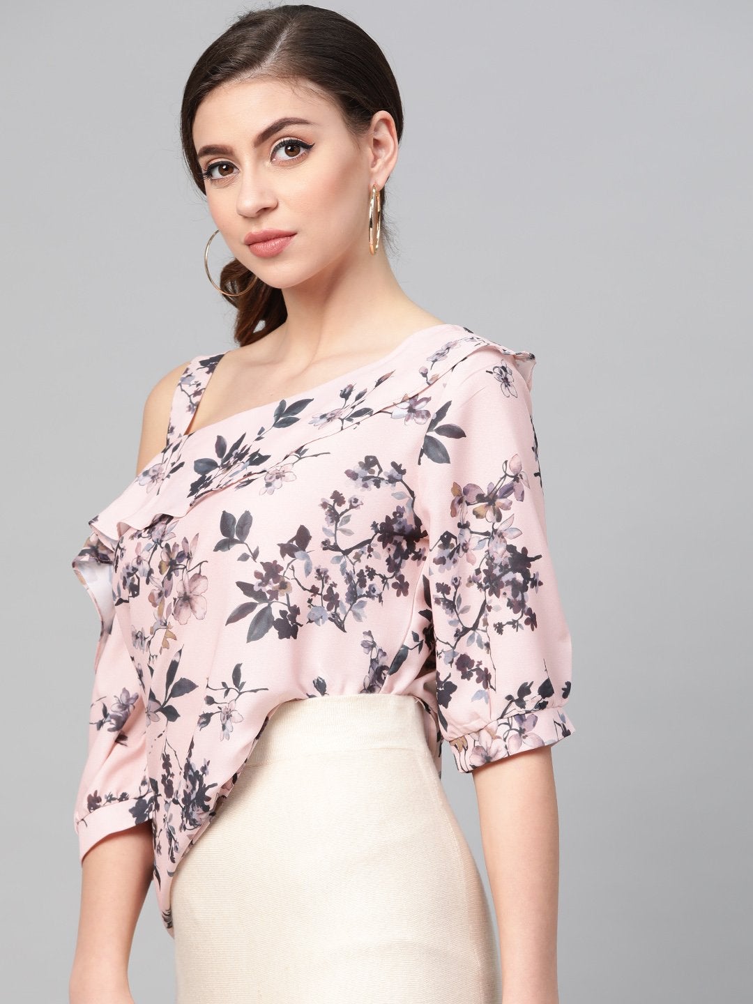 Women's Pink Floral One Strap Top