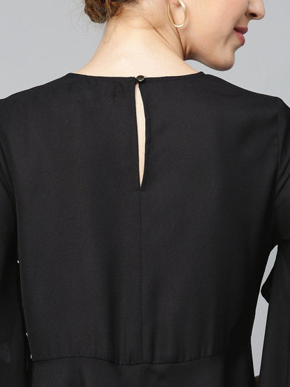 Women's Black Flared Sleeve Cape Top