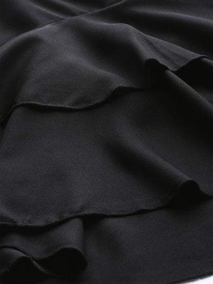 Women's Black Frilly Sleeve Back Detail Top