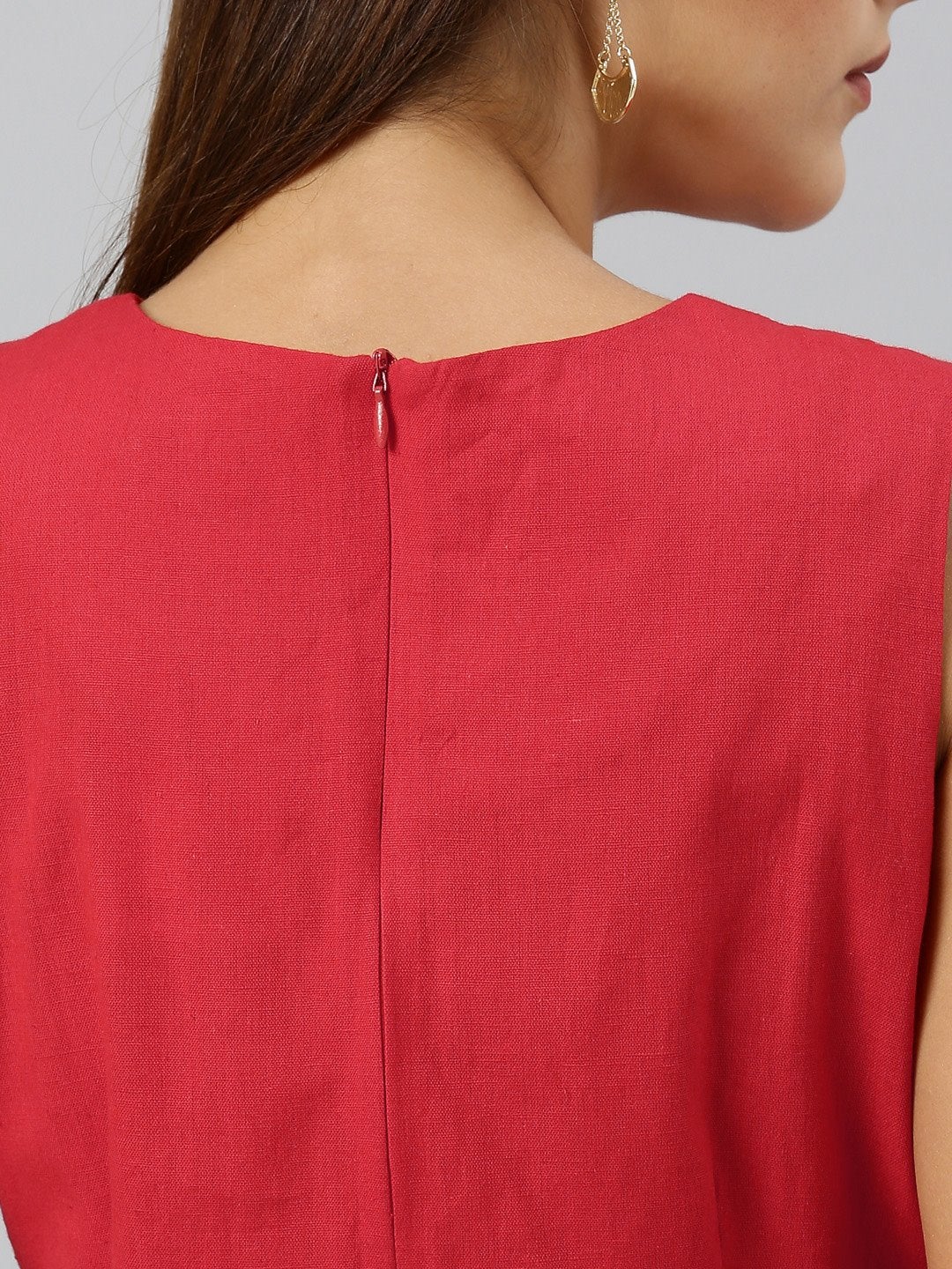 Women's Red Side Knot Sleeveless Top