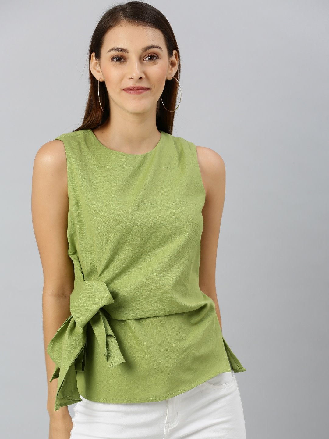 Women's Mint Green Side Knot Sleeveless Top