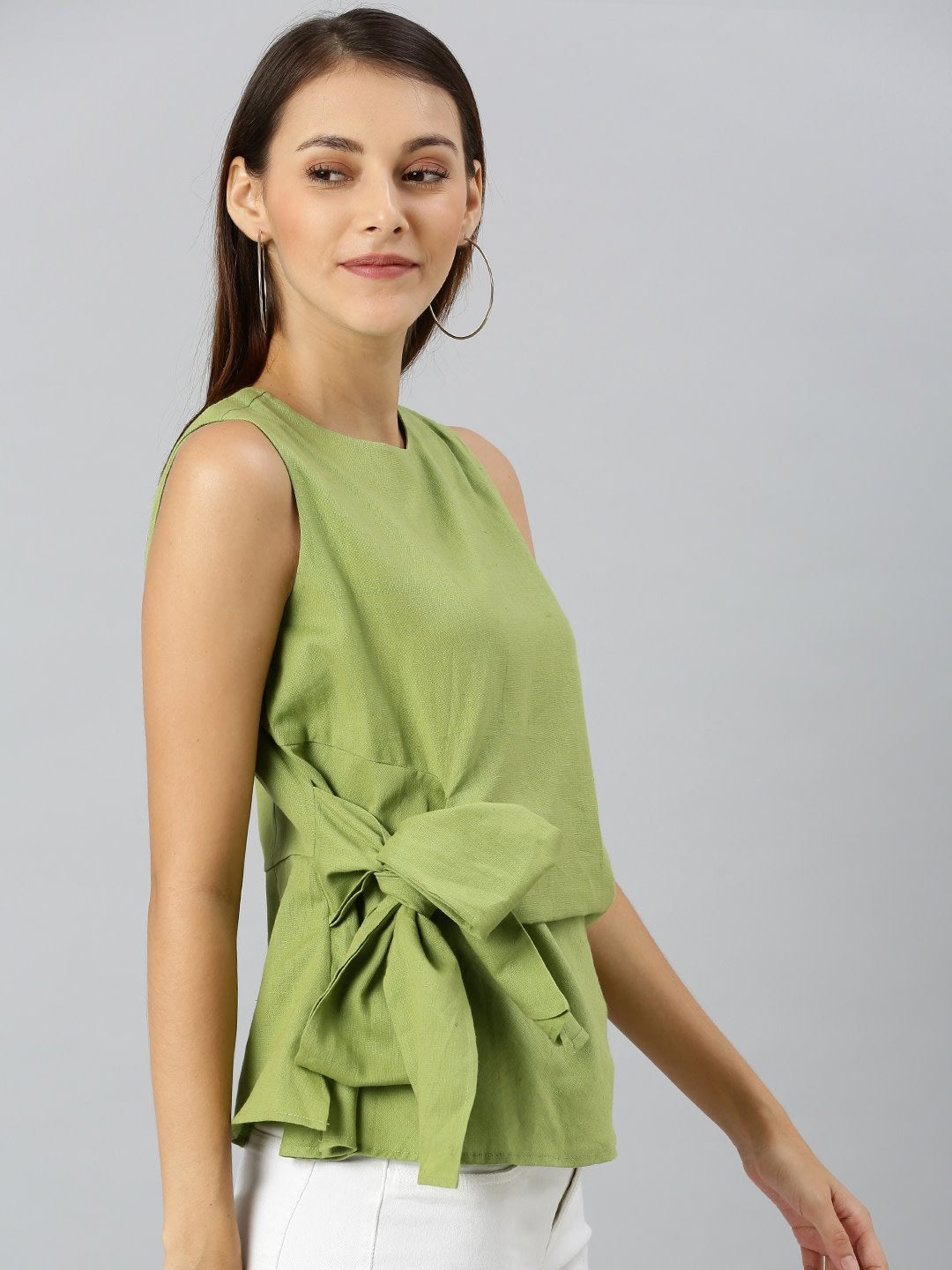 Women's Mint Green Side Knot Sleeveless Top