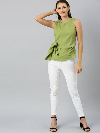 Women's Mint Green Side Knot Sleeveless Top