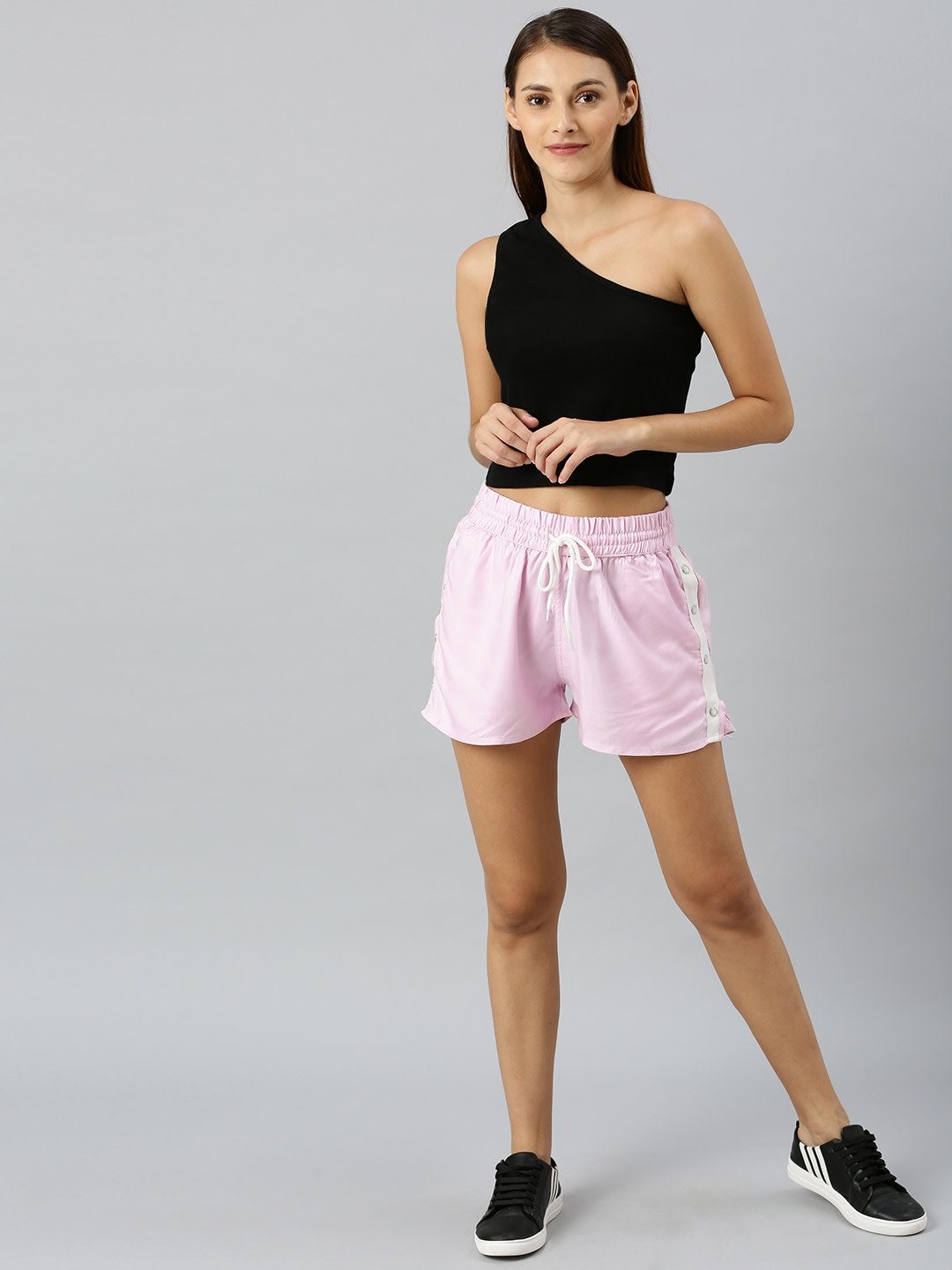 Women's Black One Shoulder Crop Top