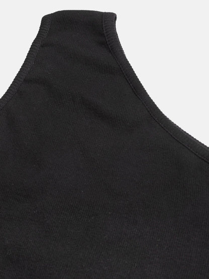 Women's Black One Shoulder Crop Top