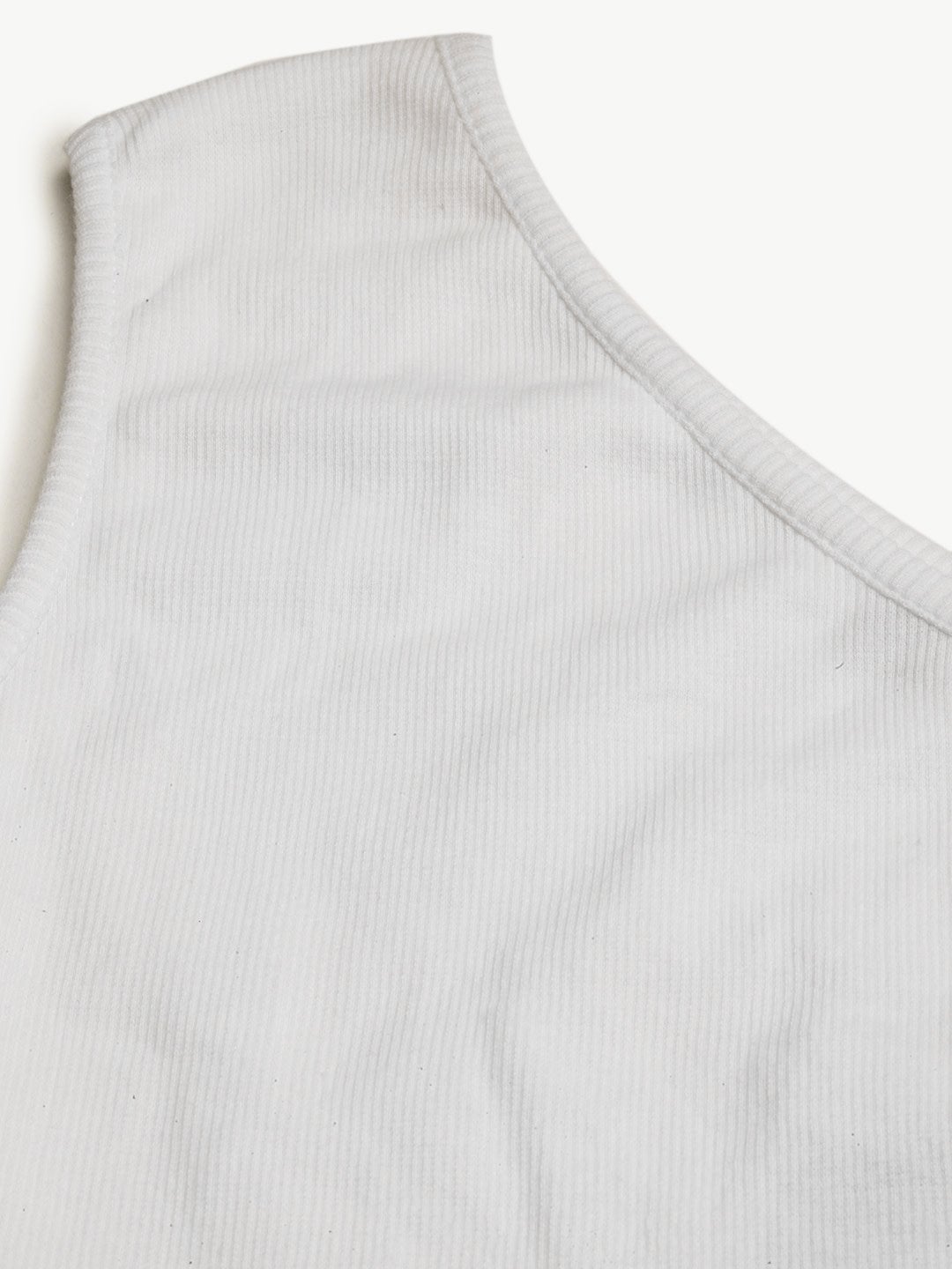 Women's White One Shoulder Crop Top