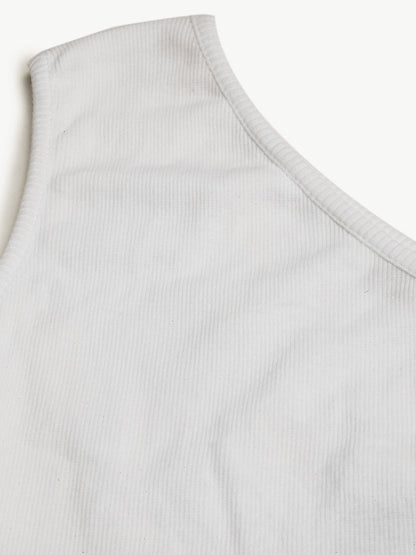Women's White One Shoulder Crop Top
