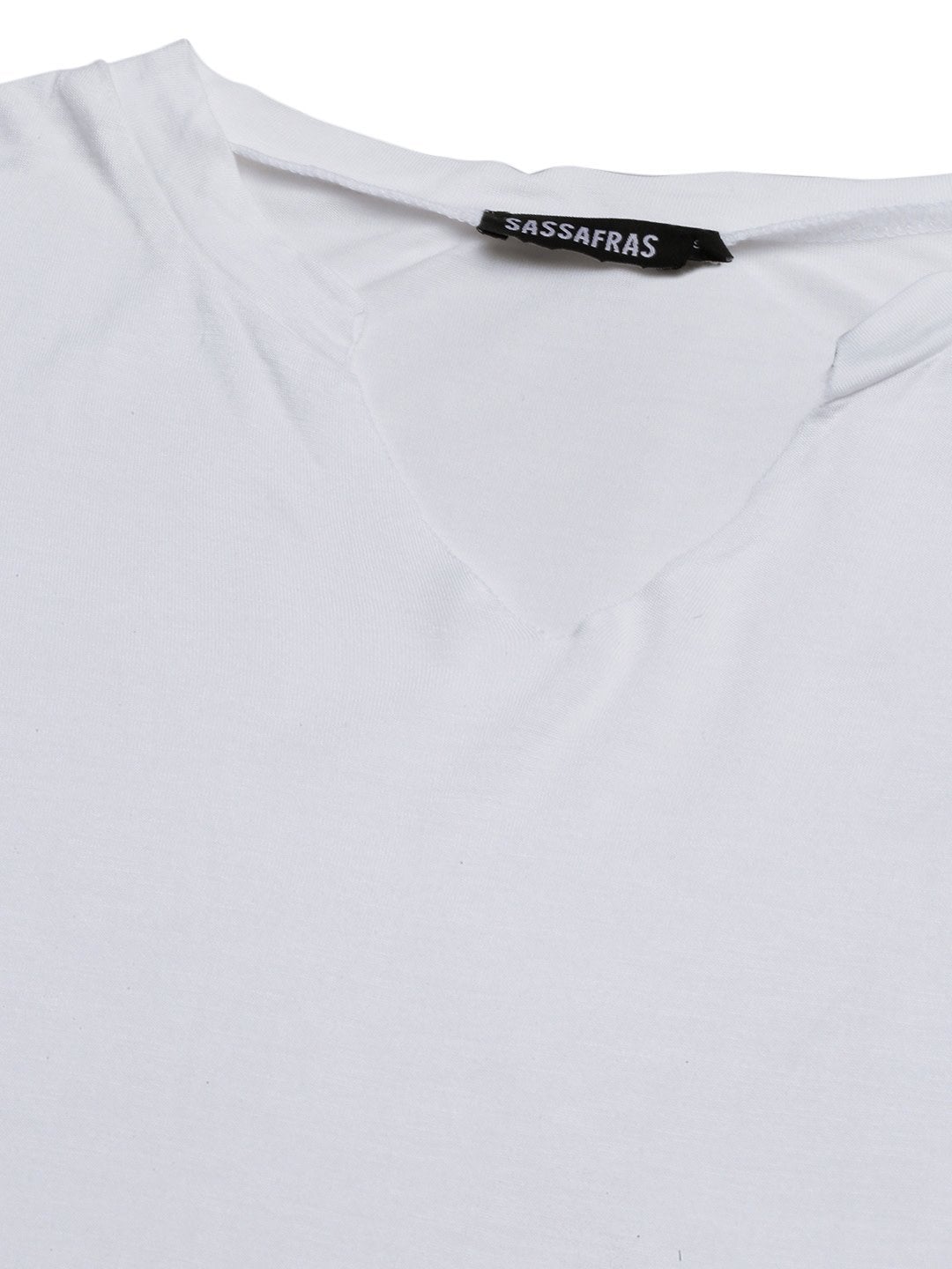 Women's White Front Knot Crop Top
