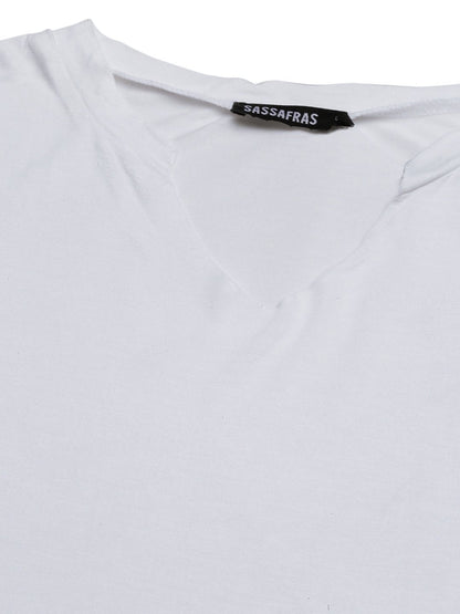 Women's White Front Knot Crop Top