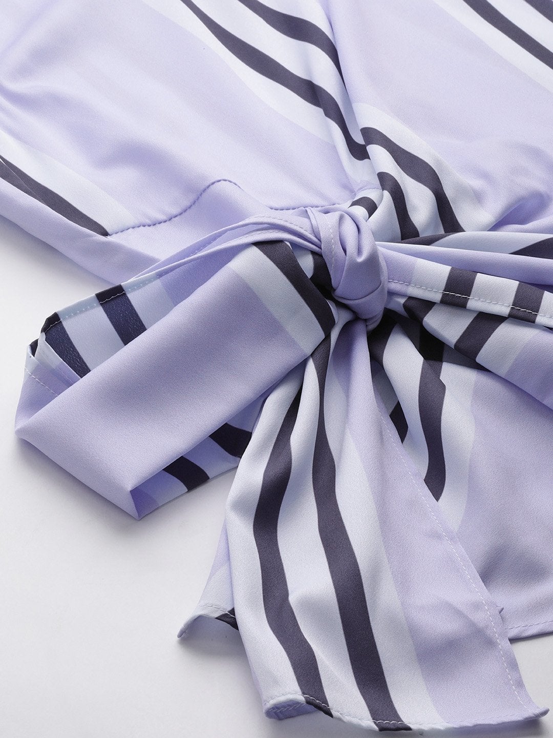 Women's Lavender Stripe Side Knot Detail Top