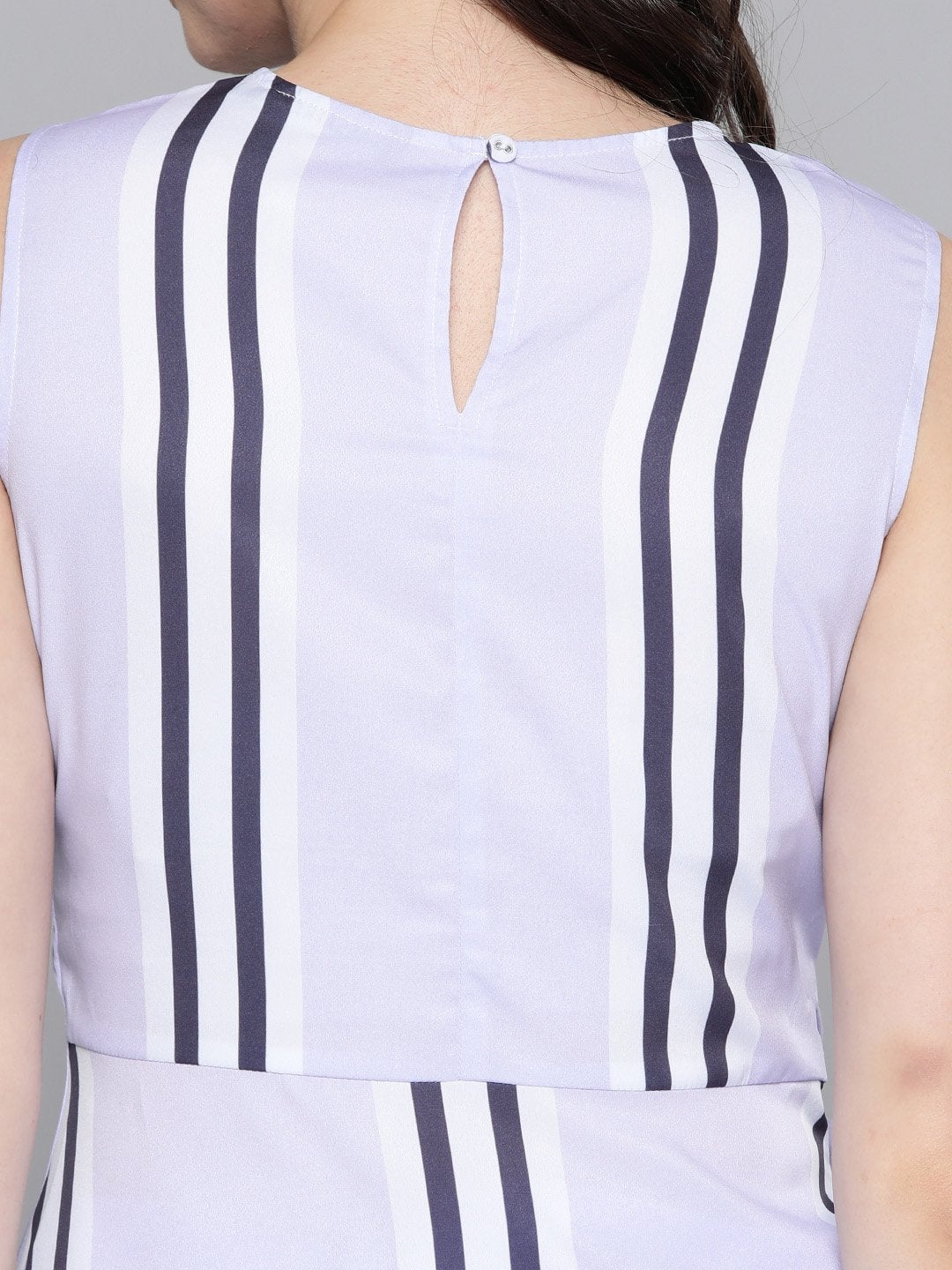 Women's Lavender Stripe Side Knot Detail Top
