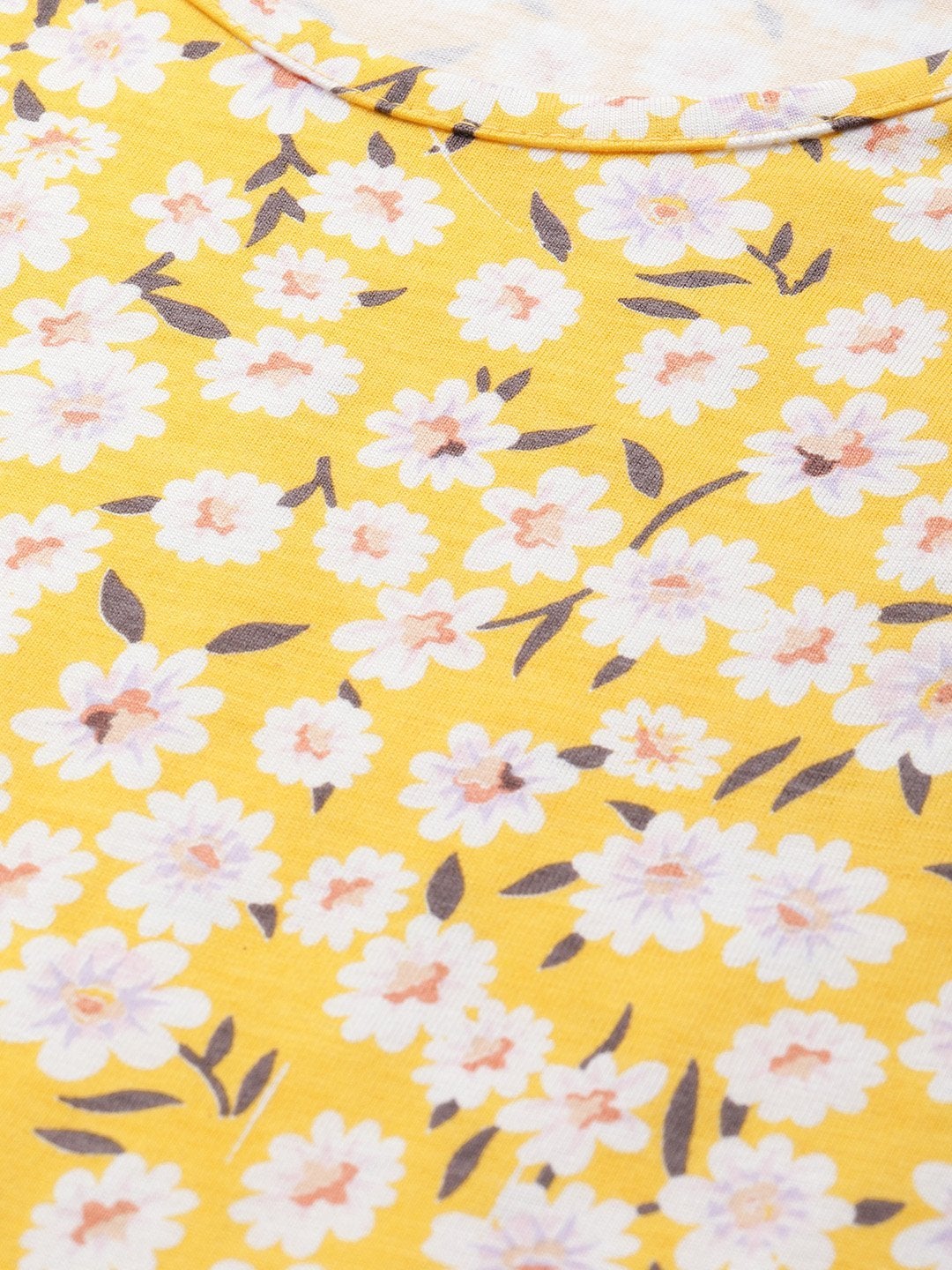 Women's Yellow Ditsy Floral Box Back Peplum Top