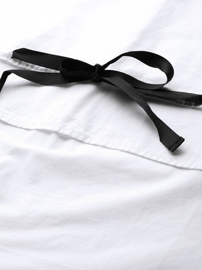 Women's White High Low Tape Detail Boxy Top
