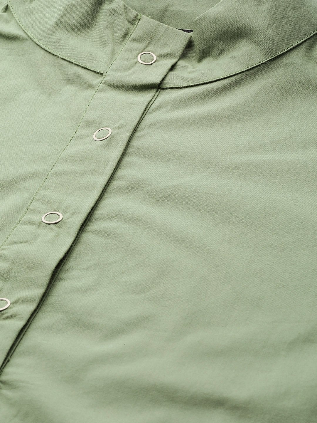 Women's Olive Puff Sleeve Regular Top