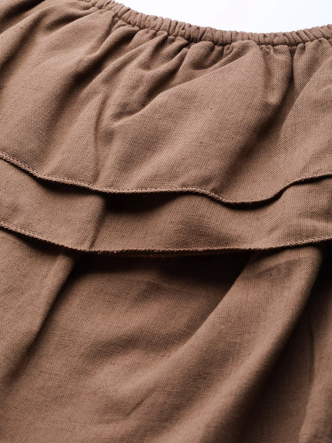 Women's Brown Off Shoulder Layer Crop Top